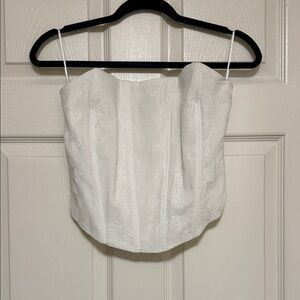 ZARA - White Embroidered Strapless Corset Top - Size Medium